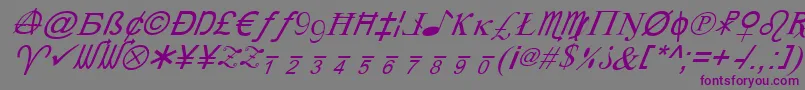 Xcryptv2i-Schriftart – Violette Schriften auf grauem Hintergrund