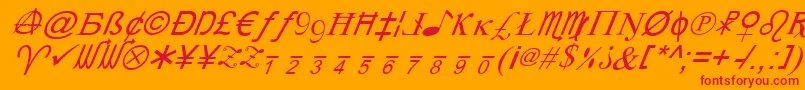 フォントXcryptv2i – オレンジの背景に赤い文字