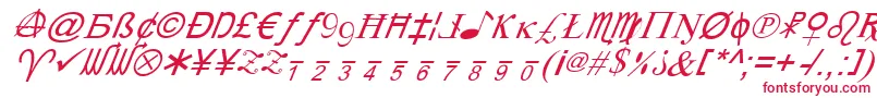 フォントXcryptv2i – 白い背景に赤い文字