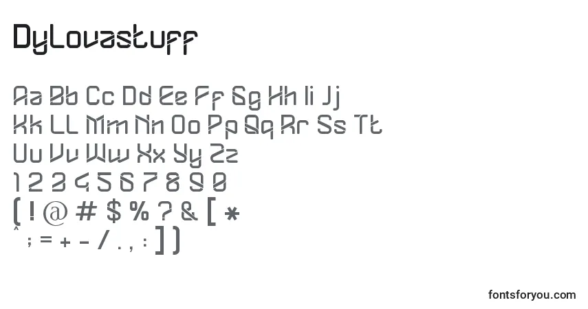 A fonte Dylovastuff – alfabeto, números, caracteres especiais