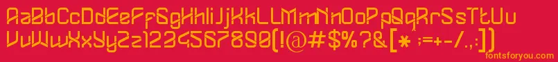 フォントDylovastuff – 赤い背景にオレンジの文字
