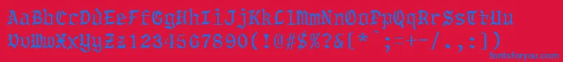 フォントObadiahRegular – 赤い背景に青い文字