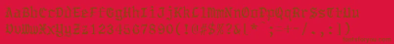 フォントObadiahRegular – 赤い背景に茶色の文字