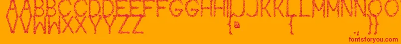 Kaori-Schriftart – Rote Schriften auf orangefarbenem Hintergrund