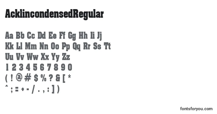 AcklincondensedRegularフォント–アルファベット、数字、特殊文字