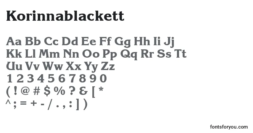 Шрифт Korinnablackett – алфавит, цифры, специальные символы