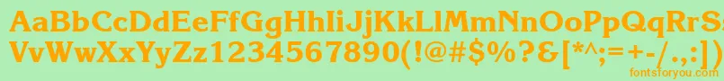 フォントKorinnablackett – オレンジの文字が緑の背景にあります。