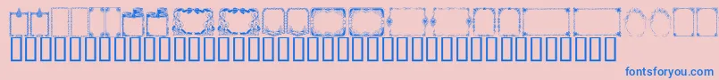 フォントKrChristmasFrames – ピンクの背景に青い文字
