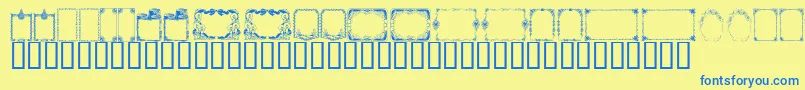 fuente KrChristmasFrames – Fuentes Azules Sobre Fondo Amarillo