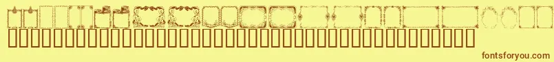 KrChristmasFrames Font – Brown Fonts on Yellow Background