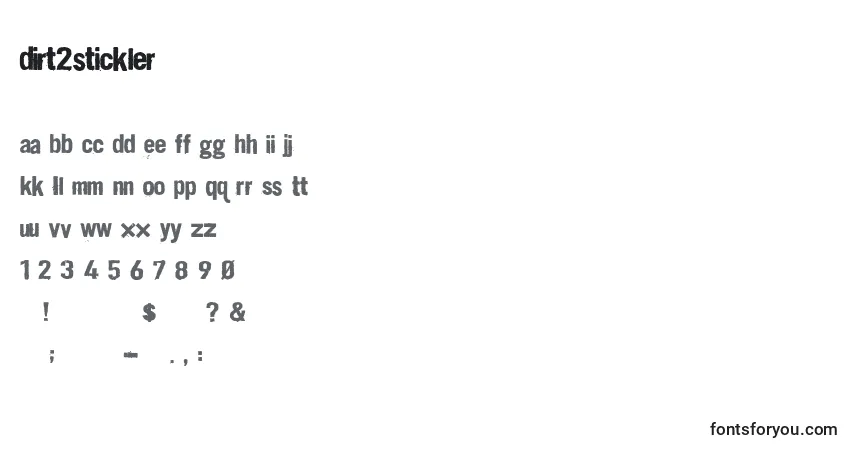 A fonte Dirt2stickler (95713) – alfabeto, números, caracteres especiais