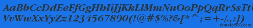 GaramondItcBoldItalicBt-Schriftart – Schwarze Schriften auf blauem Hintergrund