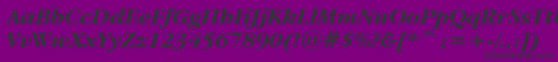 GaramondItcBoldItalicBt-fontti – mustat fontit violetilla taustalla