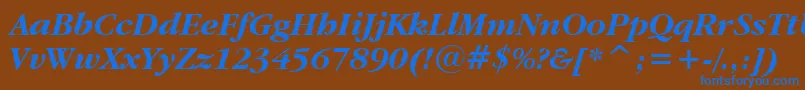 GaramondItcBoldItalicBt-fontti – siniset fontit ruskealla taustalla