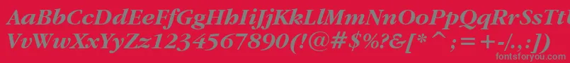 フォントGaramondItcBoldItalicBt – 赤い背景に灰色の文字