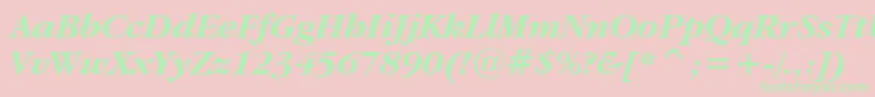 GaramondItcBoldItalicBt Font – Green Fonts on Pink Background