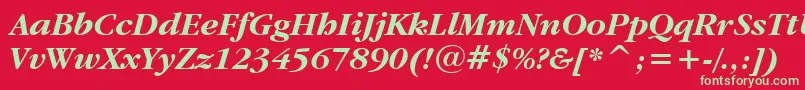 GaramondItcBoldItalicBt Font – Green Fonts on Red Background