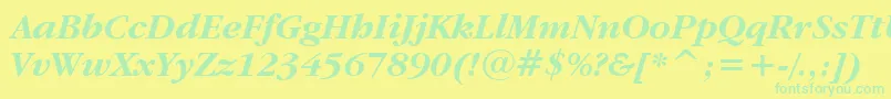 Police GaramondItcBoldItalicBt – polices vertes sur fond jaune