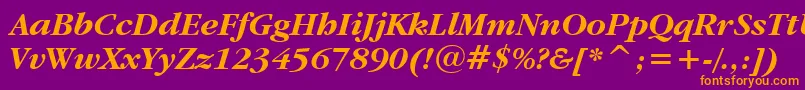 GaramondItcBoldItalicBt Font – Orange Fonts on Purple Background