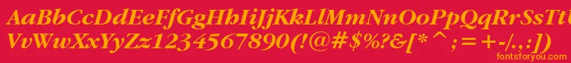 GaramondItcBoldItalicBt Font – Orange Fonts on Red Background