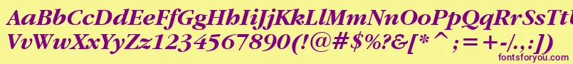 GaramondItcBoldItalicBt Font – Purple Fonts on Yellow Background