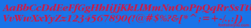 GaramondItcBoldItalicBt Font – Red Fonts on Blue Background