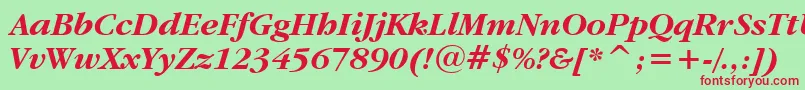 GaramondItcBoldItalicBt Font – Red Fonts on Green Background