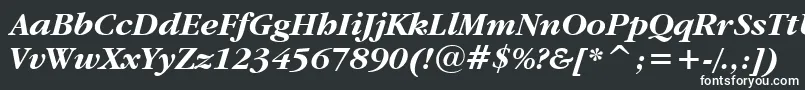 GaramondItcBoldItalicBt-fontti – valkoiset fontit mustalla taustalla