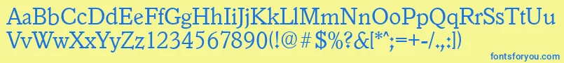 フォントGranadaserialLightRegular – 青い文字が黄色の背景にあります。