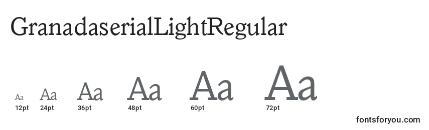 Размеры шрифта GranadaserialLightRegular