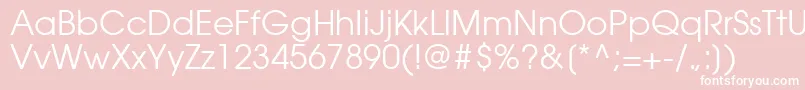 ItcAvantGardeCeGothicBook-fontti – valkoiset fontit vaaleanpunaisella taustalla