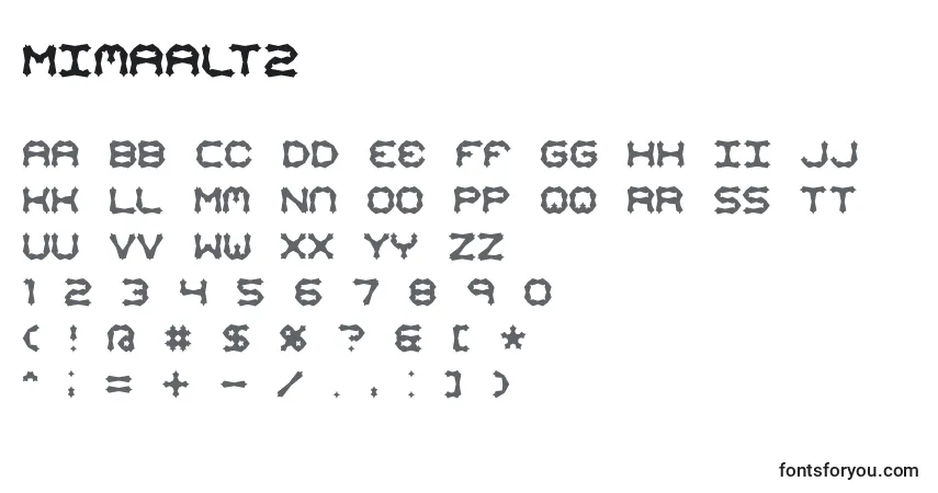 Schriftart Mimaalt2 – Alphabet, Zahlen, spezielle Symbole