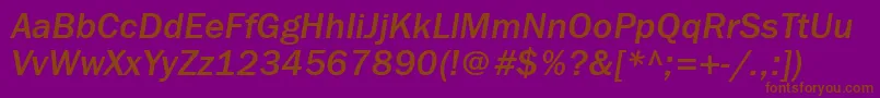 Fonte FranklingothmediumbttItalic – fontes marrons em um fundo roxo