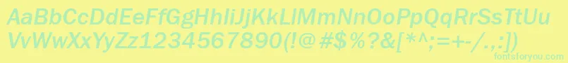 FranklingothmediumbttItalic-Schriftart – Grüne Schriften auf gelbem Hintergrund