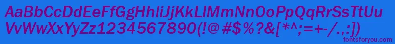 FranklingothmediumbttItalic Font – Purple Fonts on Blue Background