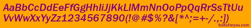 FranklingothmediumbttItalic Font – Purple Fonts on Orange Background