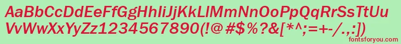 フォントFranklingothmediumbttItalic – 赤い文字の緑の背景