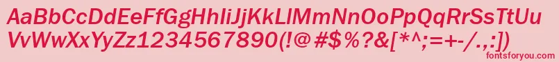 フォントFranklingothmediumbttItalic – ピンクの背景に赤い文字