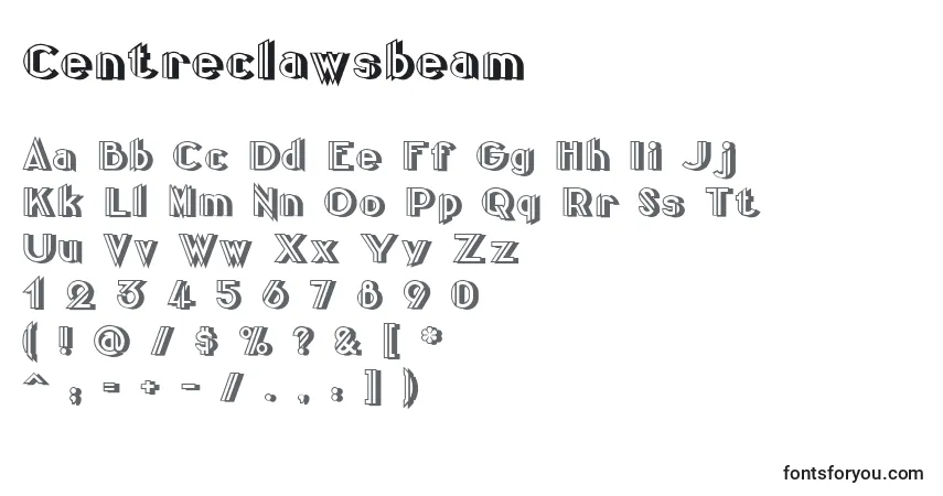 A fonte Centreclawsbeam – alfabeto, números, caracteres especiais