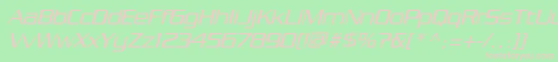 フォントPfstargateOblique – 緑の背景にピンクのフォント