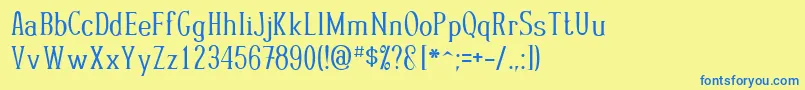フォントWickedwoman – 青い文字が黄色の背景にあります。