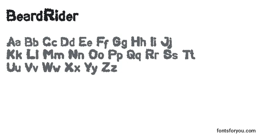 Schriftart BeardRider – Alphabet, Zahlen, spezielle Symbole