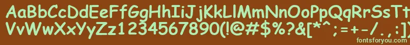 フォントComicSansMsKoi8Bold – 緑色の文字が茶色の背景にあります。