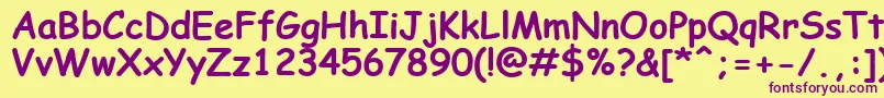 ComicSansMsKoi8Bold Font – Purple Fonts on Yellow Background