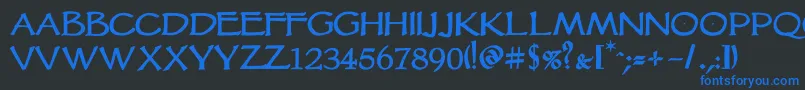 フォントVtcgoblinhandbold – 黒い背景に青い文字