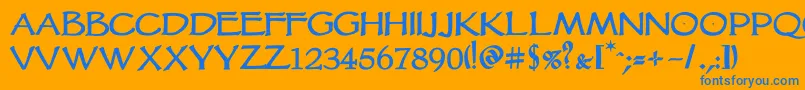 Vtcgoblinhandbold-Schriftart – Blaue Schriften auf orangefarbenem Hintergrund