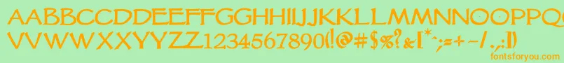 Vtcgoblinhandbold-Schriftart – Orangefarbene Schriften auf grünem Hintergrund