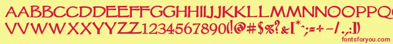 Шрифт Vtcgoblinhandbold – красные шрифты на жёлтом фоне