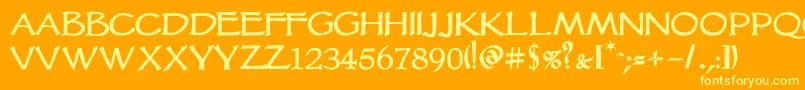 Vtcgoblinhandbold-Schriftart – Gelbe Schriften auf orangefarbenem Hintergrund