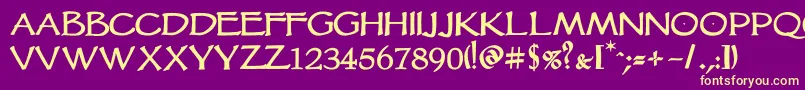 Vtcgoblinhandbold-Schriftart – Gelbe Schriften auf violettem Hintergrund